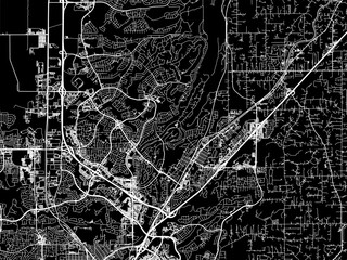 Vector road map of the city of Rocklin  California in the United States of America with white roads on a black background.