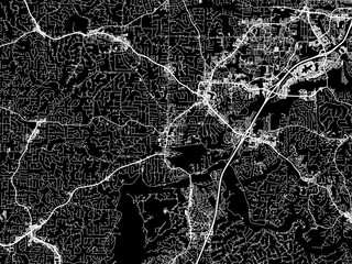Vector road map of the city of Roswell  Georgia in the United States of America with white roads on a black background.