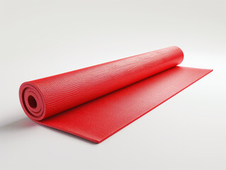Red yoga mat on a white background