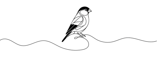 Bird on a branch continuous one line drawing.