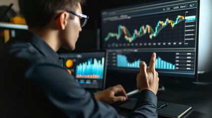 Trader Analyzing Dynamic Stock Market.