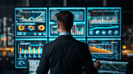 Trader Analyzing Dynamic Stock Market.