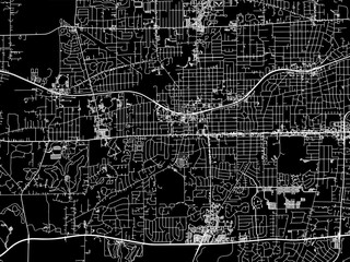 Vector road map of the city of Wheaton  Illinois in the United States of America with white roads on a black background.