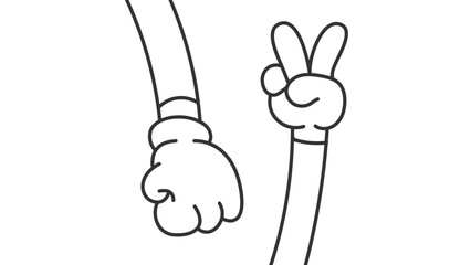 Cartoon Hands in a peace pose and fist pose 