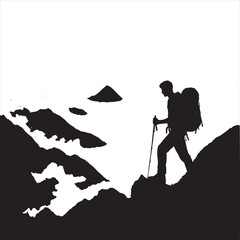 Trailblazers Unveiled: Hiking Silhouette Compilation, Encouraging the Spirit of Adventure and Exploration - Hiking Illustration - Hiking Vector - Person Silhouette
