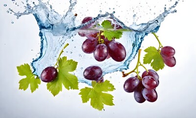 Grapes Water Splash on white background