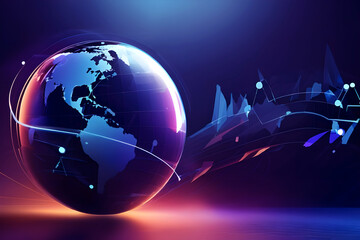 Futuristic Globe Background for website image, 4k or 8k wallpaper photo AI background world.