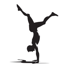 Fototapeta na wymiar Limber Elegance: Handstand Illustration Enhancing the Silhouetted Beauty of Inverted Form - Person Silhouette - Handstand Silhouette - Handstand Vector 