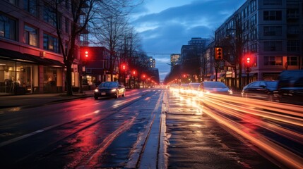 Fototapeta na wymiar Time lapse photography street light at night 
