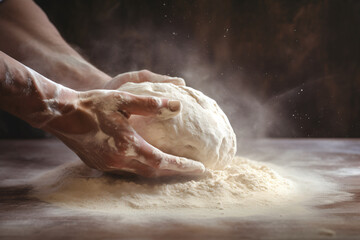the hand is making a ball of dough, in the style of fine art photography