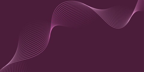 Abstract background with waves for banner. Medium banner size. Vector background with lines. Element for design isolated on dark pink. Pink color. Brochure, booklet