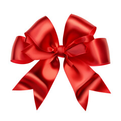red ribbon bow isolated on a transparent or white background, png	