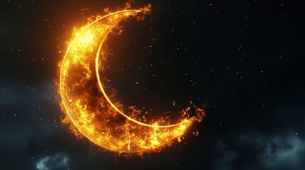 Obraz na płótnie Canvas The golden creasent moon on Ramadan 
