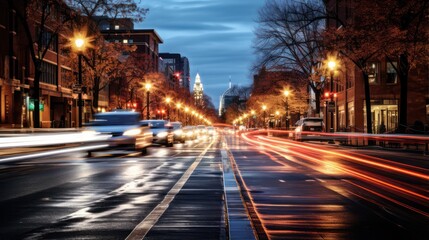 Time lapse photography street light at night	