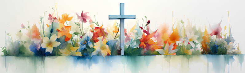 Holly week. Crucifixion of Jesus in watercolor.
