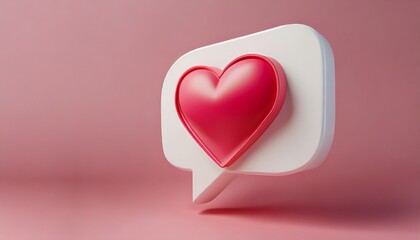 heart in speech bubble icon on pink background love like heart social media notification icon emoji chat and social network 3d rendering 3d illustration