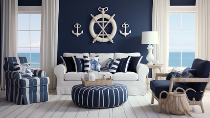 Nautical Classic maritime designs with navy blue and white color schemes