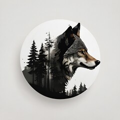 Wolf logo design , wolf howling at the moon
