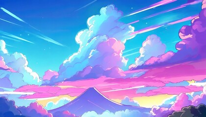 anime cartoon neon game background app gaming background sky with clouds and bright cyberpunk colours colourful bg background wallpaper