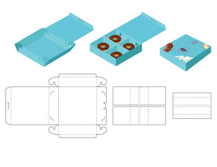 Donut Box Packaging Template with Outline Cut