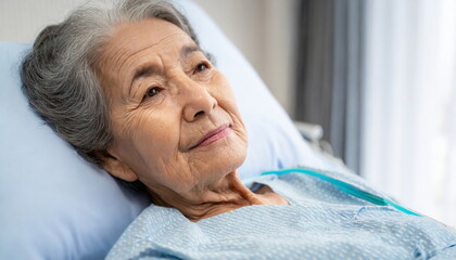 elderly woman, old woman lying in bed