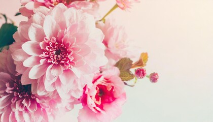 Spring floral composition made of fresh pink flowers 