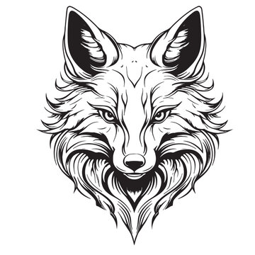 Fox head animal sketch hand drawn Vector illustration Wild animal