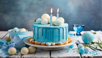 Obraz na płótnie Canvas blue birthday cake