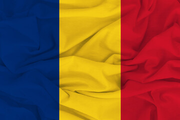 Flag of Romania, Romania Flag, National symbol of Romania country. Fabric and texture flag of Romania.