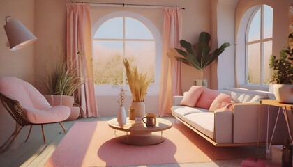living room in the style of y2k aesthetic serene mood natural light ai generated
