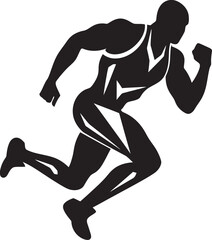 Black Vector Pose of an Energetic AthleteGraceful Black Athlete Vector Illustration