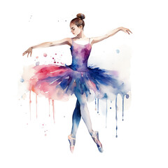 a ballerina, a dancer girl. watercolor illustration. artificial intelligence generator, AI, neural network image. background for the design. - obrazy, fototapety, plakaty
