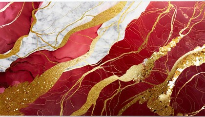abstract marble red and gold background invitation backdrop ai generated