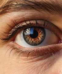 Fotobehang Stylized illustration of a female eye with long luscious eyelashes © Nataliia