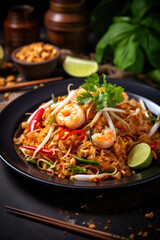Thai traditional food, Pad thai, dry noodle, street food, thailand.