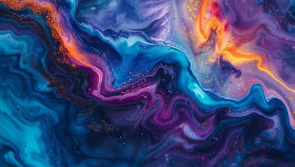Obraz na płótnie Canvas an image with a blue, purple, blue and orange liquid Generative AI