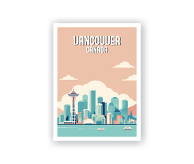 Vancouver, Canada Illustration Art. Travel Poster Wall Art. Minimalist Vector art