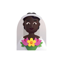 Person with Veil : Dark Skin Tone