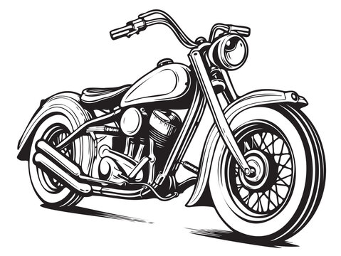 Retro Motorcycle sketch hand drawn Vector illustration transport