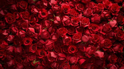 3D render valentine red rose petals background