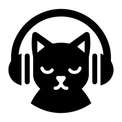 Obraz na płótnie Canvas minimal a cat listening songs with headphone vector icon, clipart, silhouette