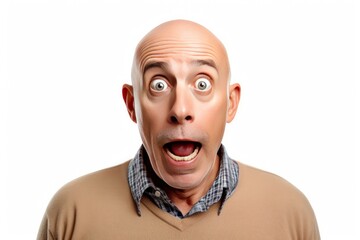 bald senior man shocking expression