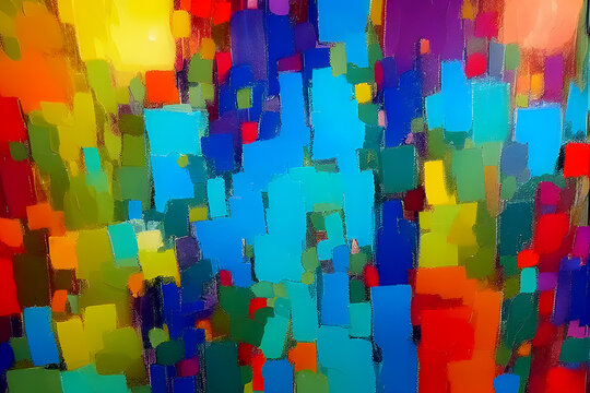 Hand-drawn abstract oil painting art background. Colorful texture fragment of artwork canvas. Spots of brushstrokes of paint and modern contemporary art, full hd background design - Powered by Adobe