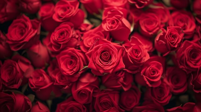 3D render valentine red roses background