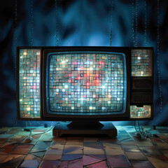 Television screen with colorful cubes