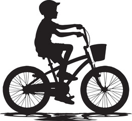 Fototapeta premium silhouette of a boy riding a bicycle vector illustration 