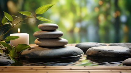 Obraz na płótnie Canvas Concept of spa, Bamboo and stones in a wellness spa.
