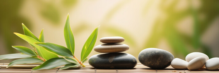 Fototapeta na wymiar Concept of spa, Bamboo and stones in a wellness spa.