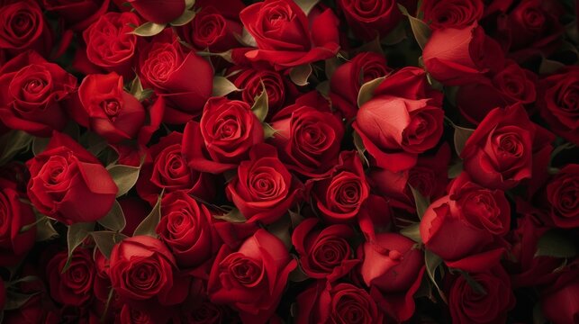 3D render red roses background of valentine days