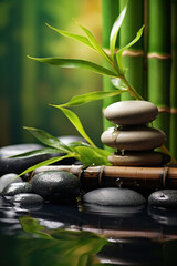 Concept of spa, Bamboo and stones in a wellness spa.